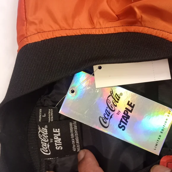 Coca-Cola Staple Men's Limited Edition Bomber Varsity Zip Up Colletion Jacket L - Picture 11 of 16